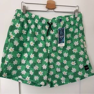 Jack & Jones Daisy Print Swim Trunks XL BNWT | Green Floral Beach Shorts